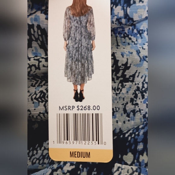 NWT Joie Blue Parisian Paisley Chiffon Tiered Midi Dress Size M - Picture 12 of 12